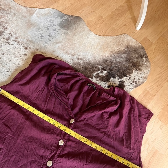 ERIKA‎ PENA Tiered Button Down Midi Dress Burgundy OS Bohemian - Picture 8 of 10